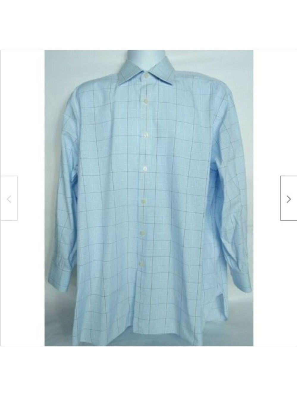Charles Tyrwhitt Blue White Plaid Dress Shirt Size 17 43